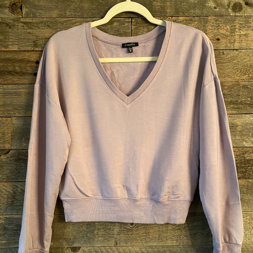 Dynamite V-Neck Crop Sweatshirt